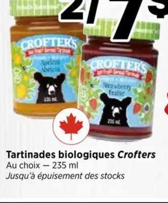 Val-Mont Tartinades biologiques Crofters offer