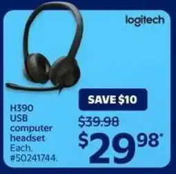 Walmart Logitech H390 USB computer headset offer