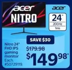Walmart Acer Nitro 24" FHD IPS gaming monitor offer