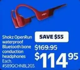 Walmart Shokz OpenRun waterproof Bluetooth bone conduction headphones offer