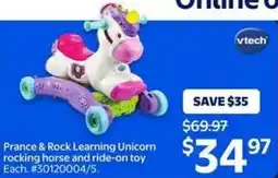 Walmart Vtech Prance & Rock Learning Unicorn rocking horse and ride-on toy offer