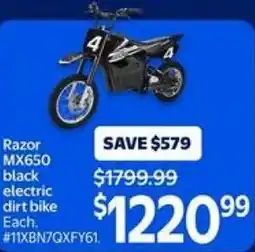 Walmart Razor MX650 black electric dirt bike offer