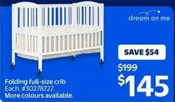 Walmart Dream on me Folding full-size crib offer