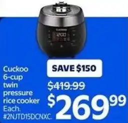 Walmart Cuckoo 6-cup twin pressure rice cooker offer