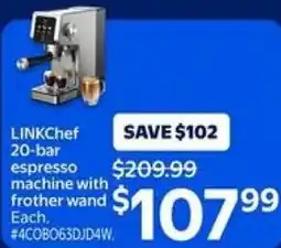 Walmart LINKChef 20-bar espresso machine with frother wand offer