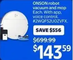 Walmart ONSON robot vacuum and mop offer