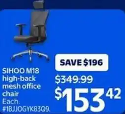 Walmart SIHOO M18 high-back mesh office chair offer