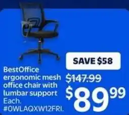 Walmart BestOffice ergonomic mesh office chair with lumbar support offer