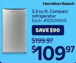 Walmart Hamilton Beach 3.3 cu.ft. Compact refrigerator offer
