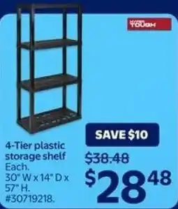 Walmart 4-Tier plastic storage shelf offer