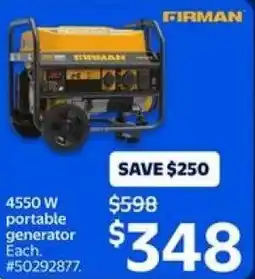 Walmart 4550 W portable generator offer
