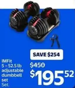 Walmart IMFit 5-52.5 lb adjustable dumbbell set offer