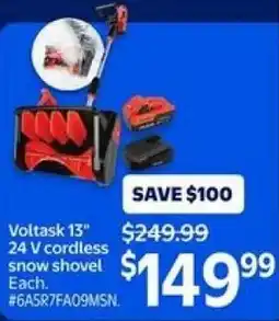 Walmart Voltask 13" 24 V cordless snow shovel offer