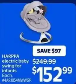 Walmart HARPPA electric baby swing for infants offer