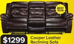 Leon's Cooper Leather Reclining Sofa - Brown offer