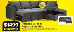 Leon's Portland 3-Piece Sectional with Left-Facing Pop-Up Bed - Grey offer