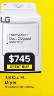 Leon's LG White Rear Control Energy Star Dryer with Sensor Dry (7.3 Cu. Ft) - DLE6100W offer