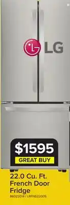 Leon's LG 30 22 Cu. Ft. Smudge Resistant Stainless Steel French Door Refrigerator - LRFNS2200S offer
