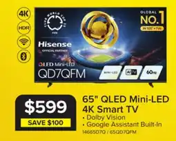 Leon's Hisense 65 4K Smart QLED MiniLED TV - 65QD7QFM offer