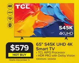 Leon's TCL 65 S45K Series 4K UHD HDR LED Smart TV with Google TV – 65S45K offer