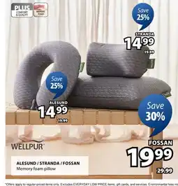 JYSK ALESUND / STRANDA/FOSSAN Memory foam pillow offer