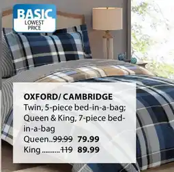 JYSK OXFORD/CAMBRIDGE Twin, 5-piece bed-in-a-bag offer