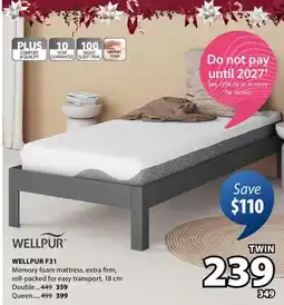 JYSK WELLPUR F31 Memory foam mattress offer