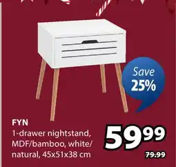 JYSK FYN 1-drawer nightstand offer