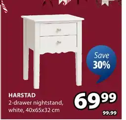 JYSK HARSTAD 2-drawer nightstand offer