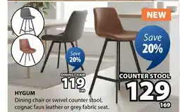 JYSK HYGUM Dining chair or swivel counter stool offer