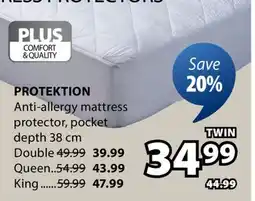 JYSK PROTEKTION Anti-allergy mattress protector offer