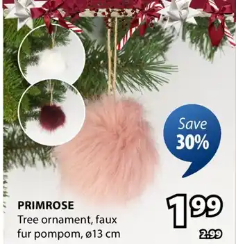 JYSK PRIMROSE Tree ornament, faux fur pompom offer