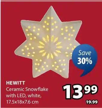 JYSK HEWITT Ceramic Snowflake with LED offer