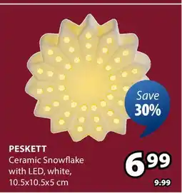 JYSK PESKETT Ceramic Snowflake with LED offer