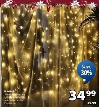 JYSK BEAUFORD LED window curtain lights offer