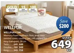 JYSK WELLPUR F100 Memory foam mattress offer