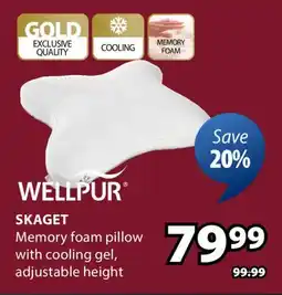 JYSK WELLPUR SKAGET Memory foam pillow with cooling gel offer