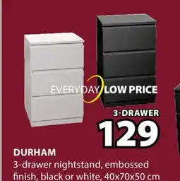 JYSK DURHAM 3-drawer nightstand offer