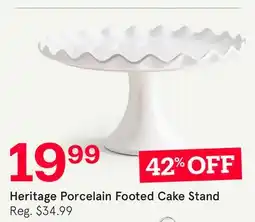 Kitchen Stuff Plus KSP HERITAGE PORCELAIN FOOTED CAKE STAND 30 CM DIA. X 15 CM H WHITE offer