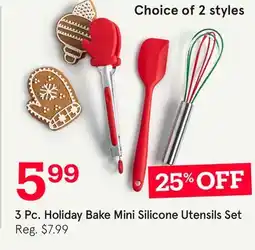 Kitchen Stuff Plus KSP XMAS HOLIDAY BAKE MINI SILICONE UTENSILS WINTER SET/3 19CM/7.5 offer