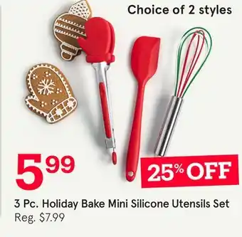 Kitchen Stuff Plus KSP XMAS HOLIDAY BAKE MINI SILICONE UTENSILS WINTER SET/3 19CM/7.5 offer