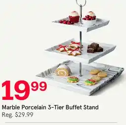 Kitchen Stuff Plus KSP MARBLE PORCELAIN BUFFET STAND 3-TIER 17 X 21 X 25 CM SQ. WHITE/GREY offer