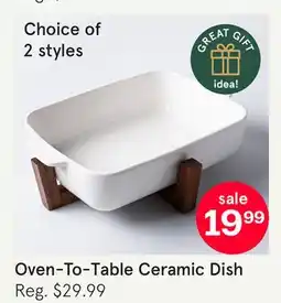 Kitchen Stuff Plus JS GOURMET OVEN-TO-TABLE CERAMIC DISH W/WOOD STAND RECTANGULAR 31.5 X 21 X 7.5 CM WHITE offer