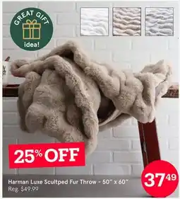 Kitchen Stuff Plus HARMAN LUXE SCULTPED FUR THROW 50 X 60 TAUPE offer