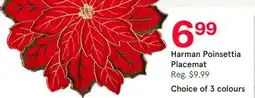 Kitchen Stuff Plus HARMAN XMAS POINSETTIA EMBROIDERED COTTON PLACEMAT 16 DIA. RED offer
