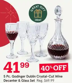 Kitchen Stuff Plus GODINGER DUBLIN CRYSTAL-CUT WINE DECANTER & GLASS SET SET/5 354 ML (X4) / 828 ML CLEAR offer