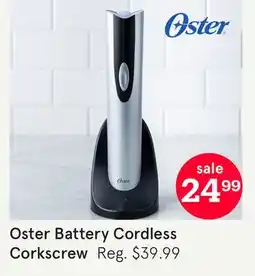 Kitchen Stuff Plus OSTER BATTERY CORDLESS CORKSCREW BLACK/SILVER offer