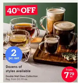 Kitchen Stuff Plus Double WAll Glass Collection offer