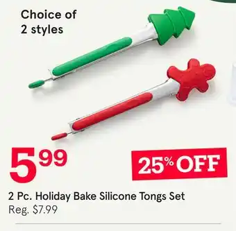 Kitchen Stuff Plus KSP XMAS HOLIDAY BAKE SILICONE TONGS GINGERBREAD & TREE SET/2 22.8CM/9 offer