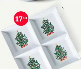 Kitchen Stuff Plus KSP XMAS EVERGREEN PORCELAIN SECTIONAL PLATTER EVERGREEN 29.1 X 29.1 X 4 CM offer